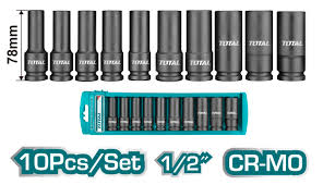 IMPACT SOCKET SET, DEEP, TOTAL, THKISD12101, 10 PC, 1/2"