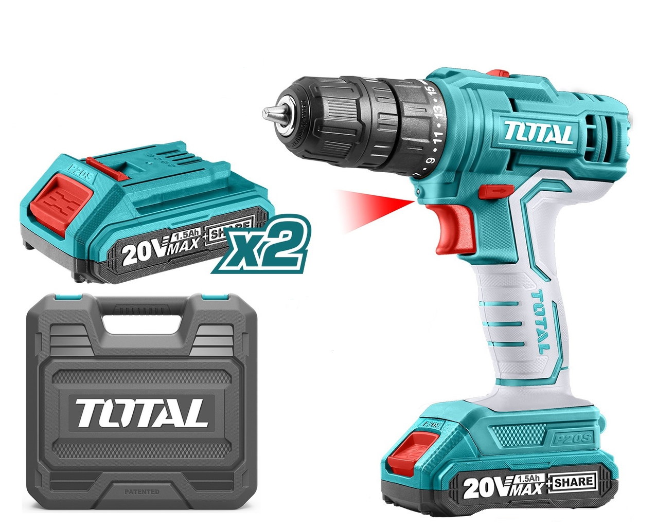 DRILL, TOTAL, UTDLI20012, 20V (1 CHARGER & 2 BATTERY)