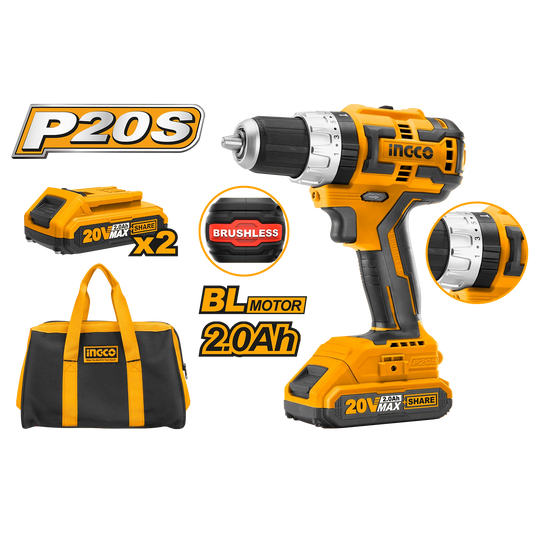 Impact Drill Brushless With 2pcs battery pack Ingco